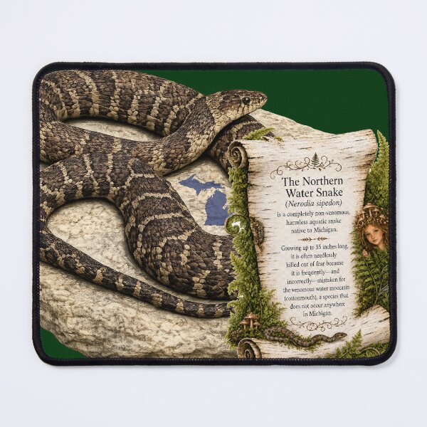 Item preview, Northern Water Snake | Michigan Native Reptile designed and sold by FreshWaterWares.