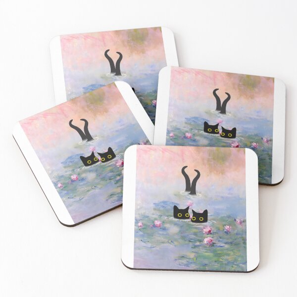 Item preview, Cats Print Monet Waterlily | Monet Waterlily Cats Prints designed and sold by PurrfectHome.