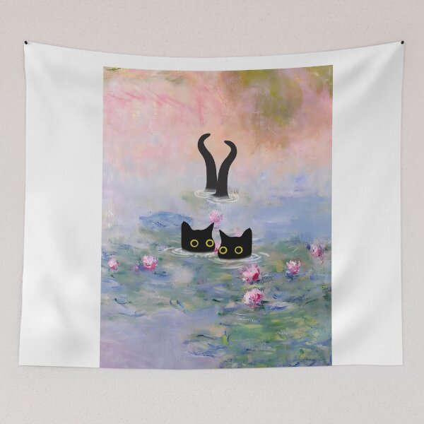 Item preview, Cats Print Monet Waterlily | Monet Waterlily Cats Prints designed and sold by PurrfectHome.