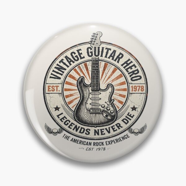 Item preview, Vintage Guitar Hero Est 1978 Legends Never Die Rock Emblem designed and sold by NeO² Studio.