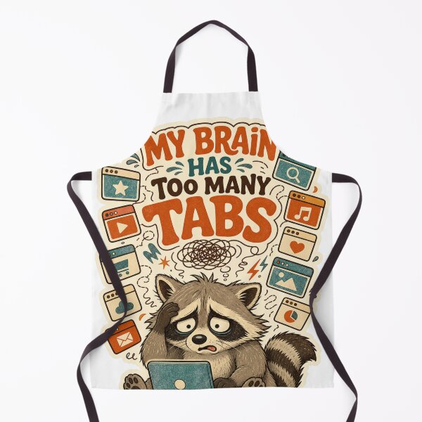 Item preview, My Brain Has Too Many Tabs – Funny Overthinking Raccoon designed and sold by sabily.