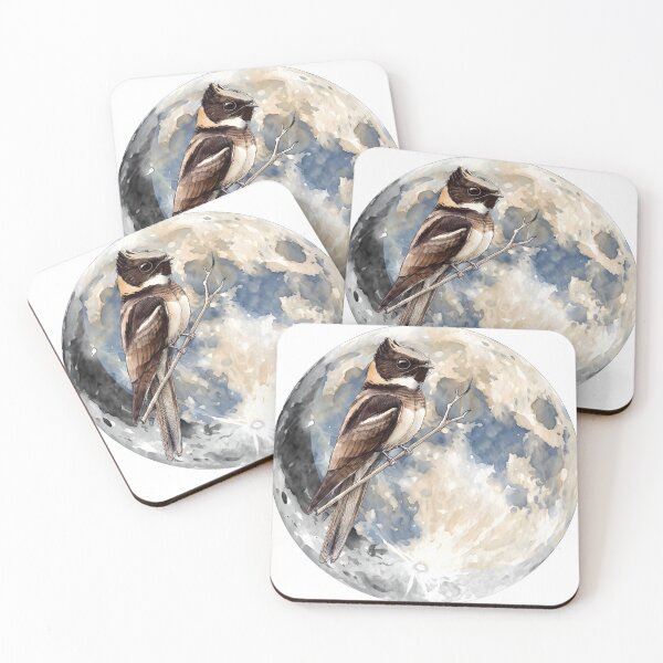 Item preview, Highly detailed scientific illustrations full moon and  Great Eared Nightjar in a vintage natural history book style designed and sold by wonderisland.