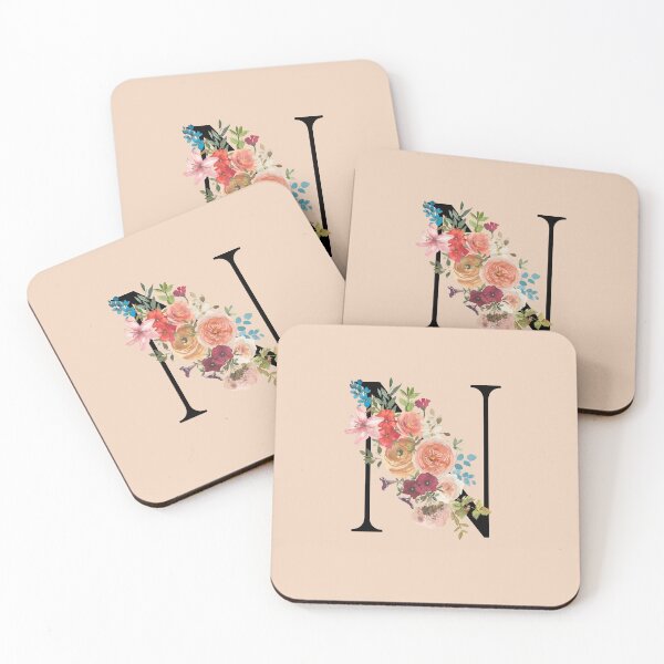 Item preview, Letter N Vintage Florals designed and sold by WildAliceArt.