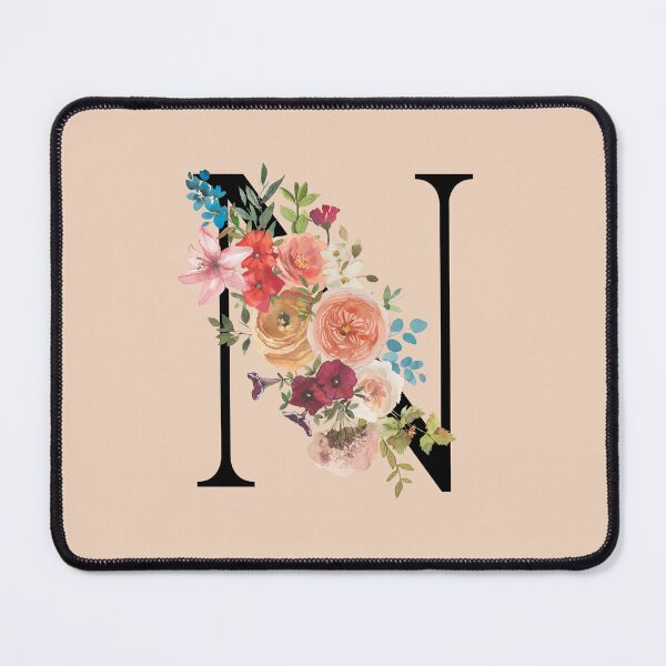 Item preview, Letter N Vintage Florals designed and sold by WildAliceArt.