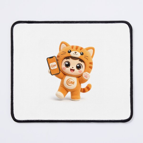 Item preview, Tech Cat Mascot Sticker | Cute Orange Cat App Developer Kawaii Plush Sticker` designed and sold by Chinnibujji.