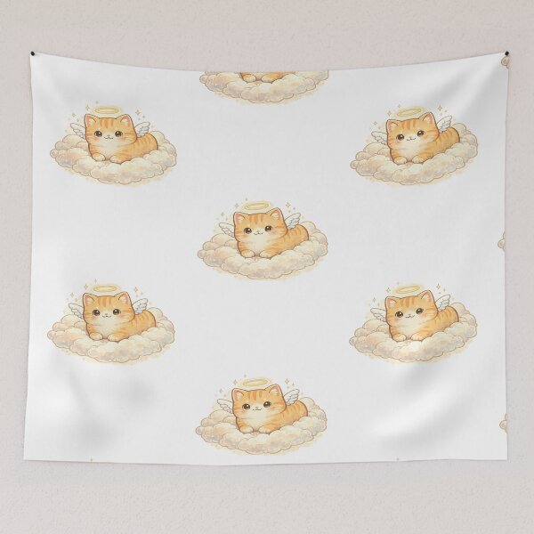 Item preview, Cute Angel Cat Kitten Floating on Clouds | Kawaii Heavenly Cat Gift for Cat Lovers, Pet Parents & Animal Fans designed and sold by ArtByTripti.