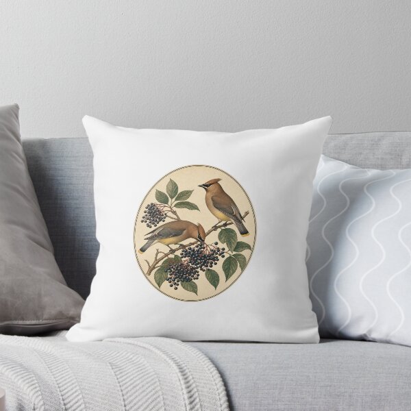Item preview, Cedar Waxwing and Elderberry — Native Berry Garden Art designed and sold by QuietWingGuide.