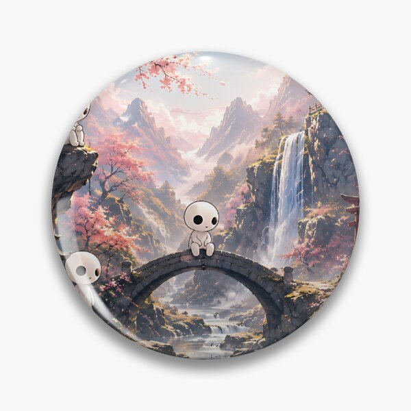 Item preview, Kodama Forest Spirits in Spring Sakura Valley Landscape designed and sold by Jaideep Walia.