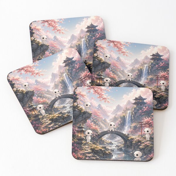 Item preview, Kodama Forest Spirits in Spring Sakura Valley Landscape designed and sold by Jaideep Walia.