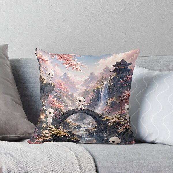 Item preview, Kodama Forest Spirits in Spring Sakura Valley Landscape designed and sold by Jaideep Walia.