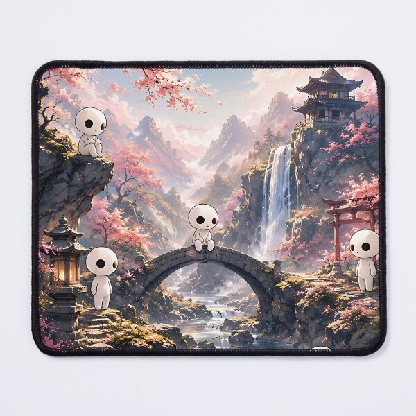 Item preview, Kodama Forest Spirits in Spring Sakura Valley Landscape designed and sold by Jaideep Walia.