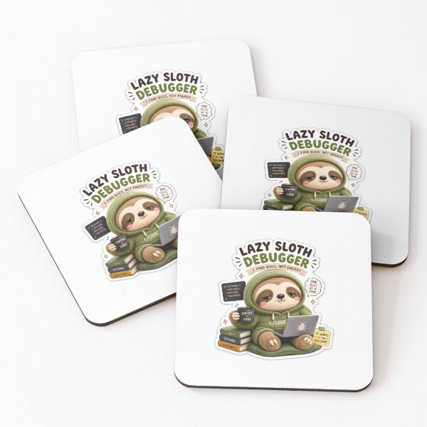 Item preview, Lazy Sloth Debugger Mascot Sticker | Cute Coding Sloth Kawaii Plush Sticker` designed and sold by Chinnibujji.