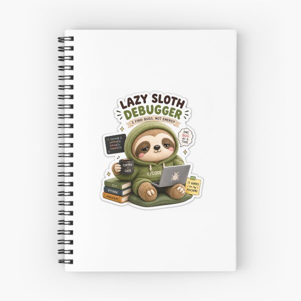 Item preview, Lazy Sloth Debugger Mascot Sticker | Cute Coding Sloth Kawaii Plush Sticker` designed and sold by Chinnibujji.