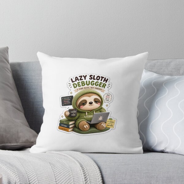 Item preview, Lazy Sloth Debugger Mascot Sticker | Cute Coding Sloth Kawaii Plush Sticker` designed and sold by Chinnibujji.