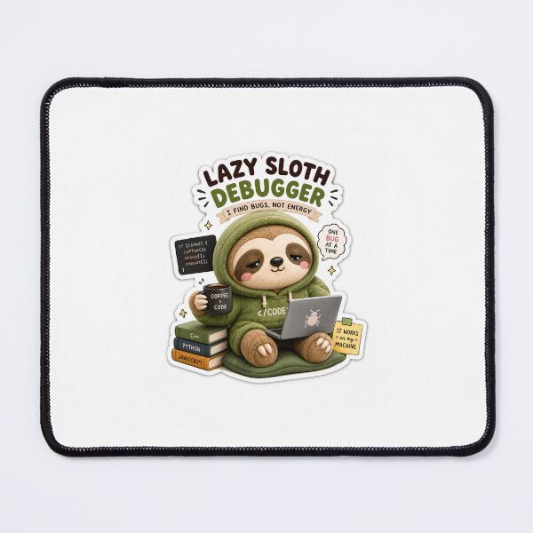 Item preview, Lazy Sloth Debugger Mascot Sticker | Cute Coding Sloth Kawaii Plush Sticker` designed and sold by Chinnibujji.