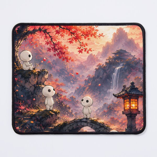Item preview, Kodama Autumn Forest Spirits at Sunset Stone Bridge designed and sold by Jaideep Walia.