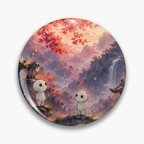 Item preview, Kodama Autumn Forest Spirits at Sunset Stone Bridge designed and sold by Jaideep Walia.