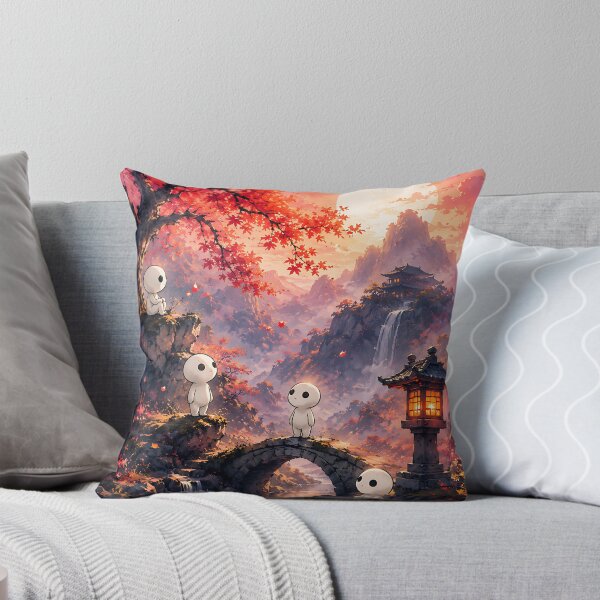 Item preview, Kodama Autumn Forest Spirits at Sunset Stone Bridge designed and sold by Jaideep Walia.