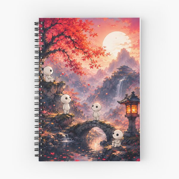 Item preview, Kodama Autumn Forest Spirits at Sunset Stone Bridge designed and sold by Jaideep Walia.