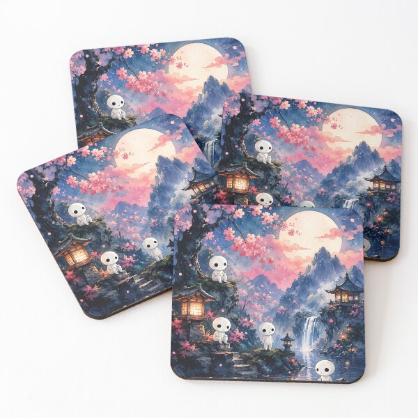 Item preview, Kodama Night Forest Spirits Under Full Moon Sakura designed and sold by Jaideep Walia.