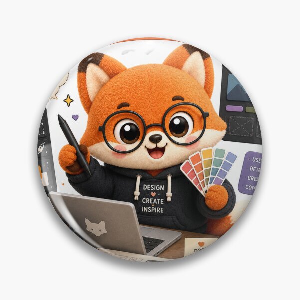 Item preview, Smart Fox UI Designer Mascot Sticker | Cute Design Mascot Kawaii Plush` designed and sold by Chinnibujji.