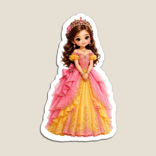 Item preview, Cute Pink & Gold Princess Printable Sticker | Luxury Kawaii Fairy Tale Girl Die-Cut Sticker designed and sold by KeerthiCuteFind.
