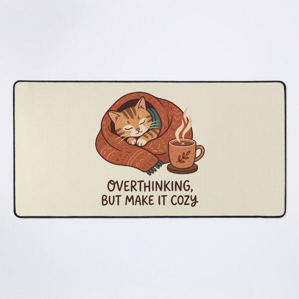 Item preview, Overthinking But Make It Cozy Cat Blanket Warm Coffee designed and sold by SplashTastic.