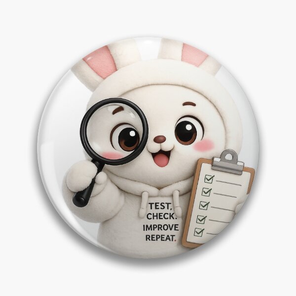 Item preview, Bunny QA Tester Mascot Sticker | Cute Testing Mascot Kawaii Plush Sticker` designed and sold by Chinnibujji.