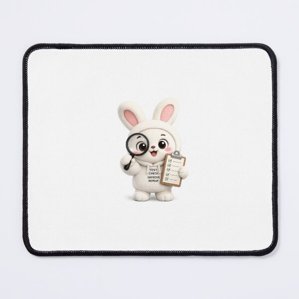 Item preview, Bunny QA Tester Mascot Sticker | Cute Testing Mascot Kawaii Plush Sticker` designed and sold by Chinnibujji.