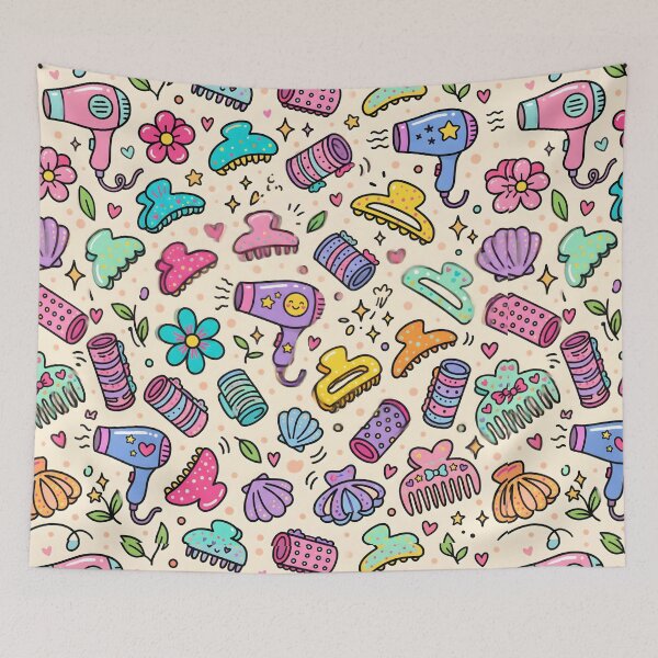 Item preview, Salon Accessories Seamless Pattern Hair Stylist Beauty Doodles designed and sold by SplashTastic.