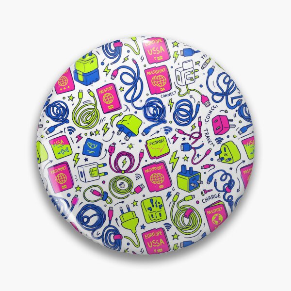 Item preview, Travel Tech Doodles Seamless Pattern Cables Passport Travel designed and sold by SplashTastic.