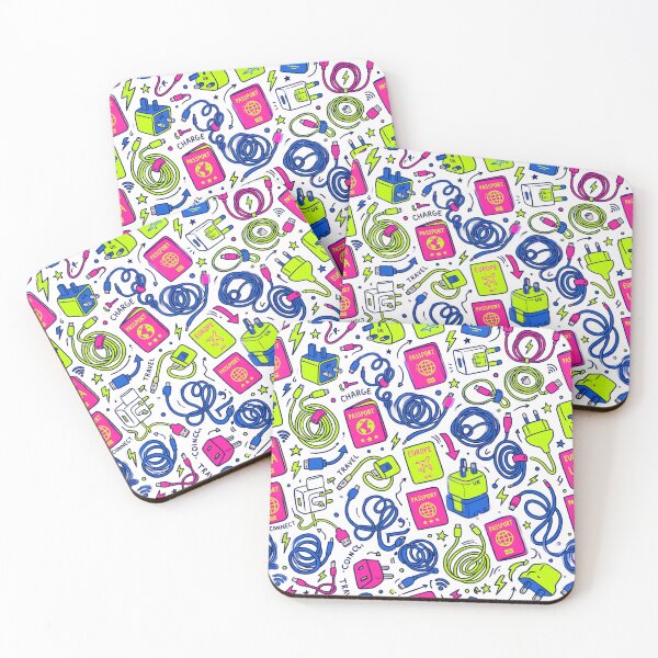 Item preview, Travel Tech Doodles Seamless Pattern Cables Passport Travel designed and sold by SplashTastic.