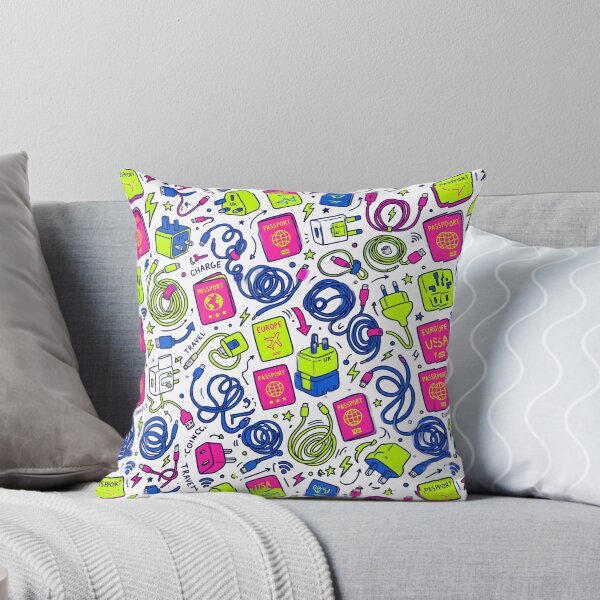 Item preview, Travel Tech Doodles Seamless Pattern Cables Passport Travel designed and sold by SplashTastic.