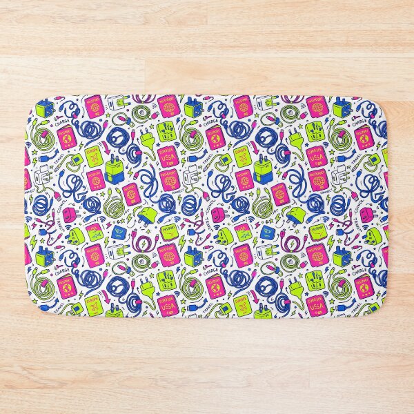 Item preview, Travel Tech Doodles Seamless Pattern Cables Passport Travel designed and sold by SplashTastic.