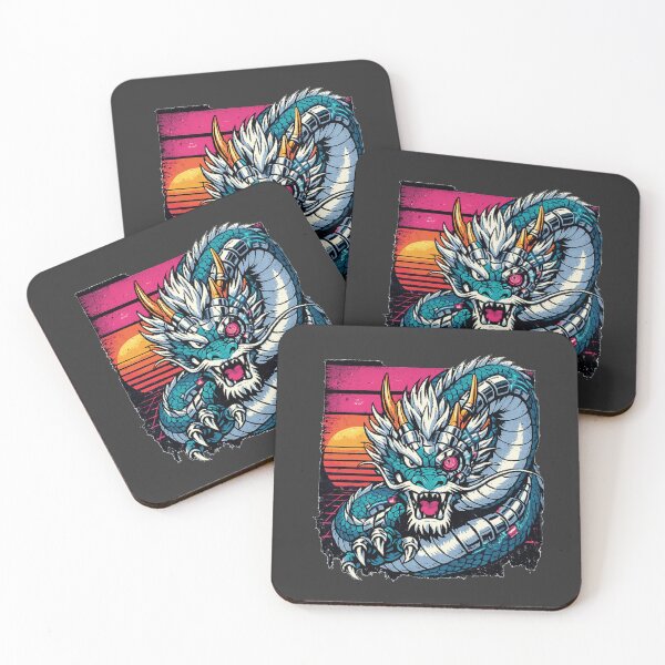 Item preview, Vintage Anime Neon Retro Synthwave Cyber Dragon Rising designed and sold by KungPowUnicorn.