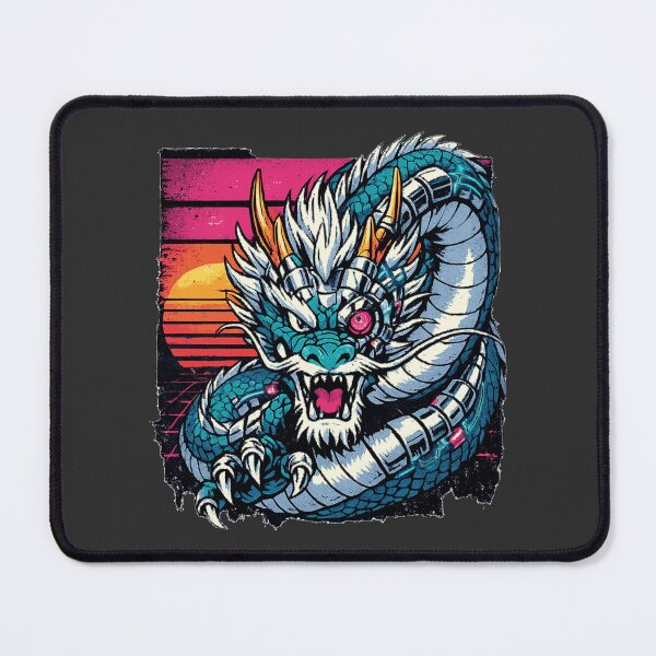 Item preview, Vintage Anime Neon Retro Synthwave Cyber Dragon Rising designed and sold by KungPowUnicorn.