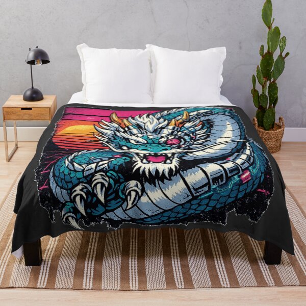 Item preview, Vintage Anime Neon Retro Synthwave Cyber Dragon Rising designed and sold by KungPowUnicorn.