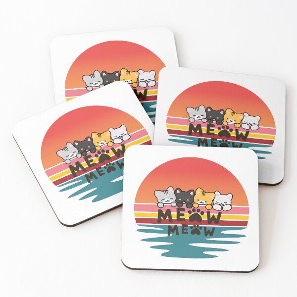 Item preview, Cute Meow Meow Kittens and Retro Sunset Cat Lovers Design  designed and sold by MKTreasures.