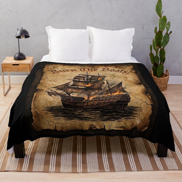 Item preview, Burn The Boats Vintage Ship Motivation designed and sold by Flirt-Teez.