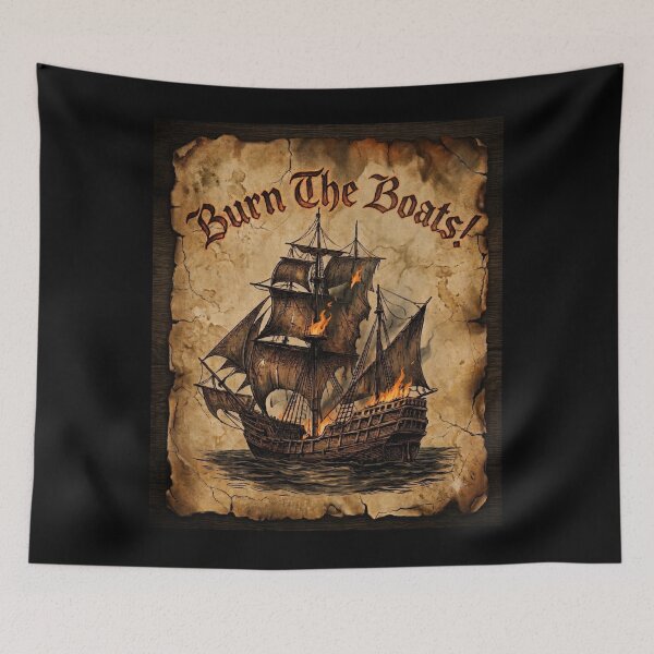 Item preview, Burn The Boats Vintage Ship Motivation designed and sold by Flirt-Teez.