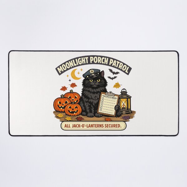 Item preview, Moonlight Porch Patrol Black Cat Halloween designed and sold by Concrete Coffee Studio.