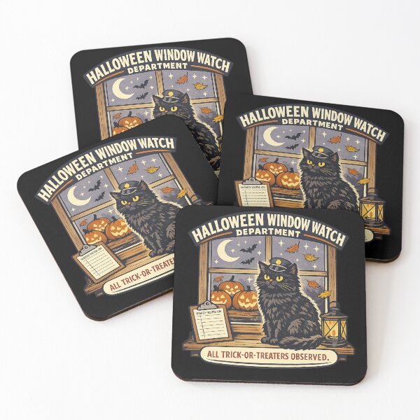 Item preview, Halloween Window Watch Department Black Cat designed and sold by Concrete Coffee Studio.