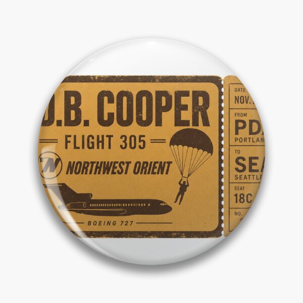 Item preview, D.B. Cooper Flight 305 Northwest Orient Vintage Unsolved Mystery designed and sold by Amnesia-Proto.