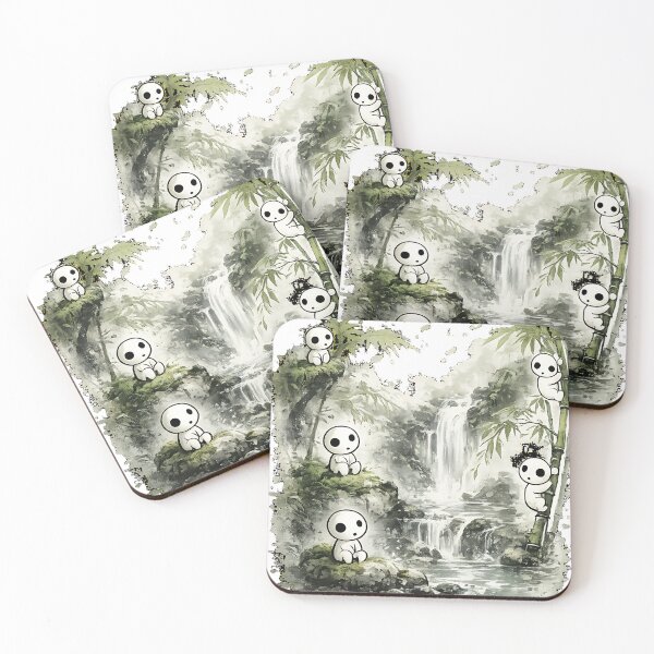 Item preview, Kodama Forest Spirits in Bamboo Waterfall Landscape designed and sold by Jaideep Walia.