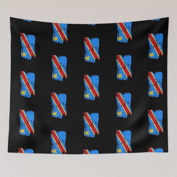 Item preview, DR Congo Flag Distressed Paint Brush Stroke designed and sold by Danny-Arts1.