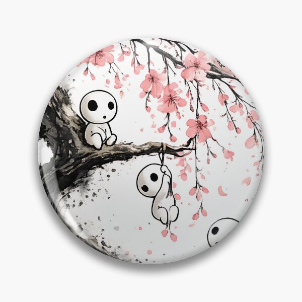 Item preview, Playful Kodama Tree Spirits under Pink Sakura Blossoms designed and sold by Jaideep Walia.