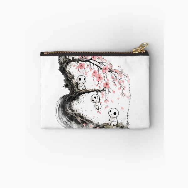 Item preview, Playful Kodama Tree Spirits under Pink Sakura Blossoms designed and sold by Jaideep Walia.