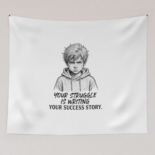 Item preview, "Your Struggle Is Writing Your Success Story" Minimalist Aesthetic Sketch Sticker & Hoodie  designed and sold by Trendykunnu.