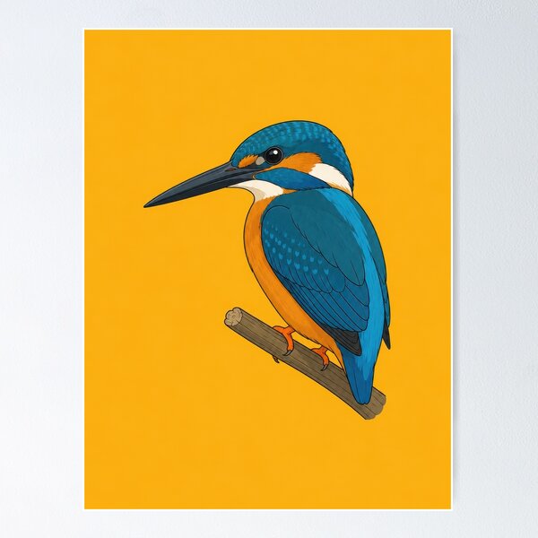 Item preview, Brilliant Blue Kingfisher on a Branch designed and sold by briannichol.