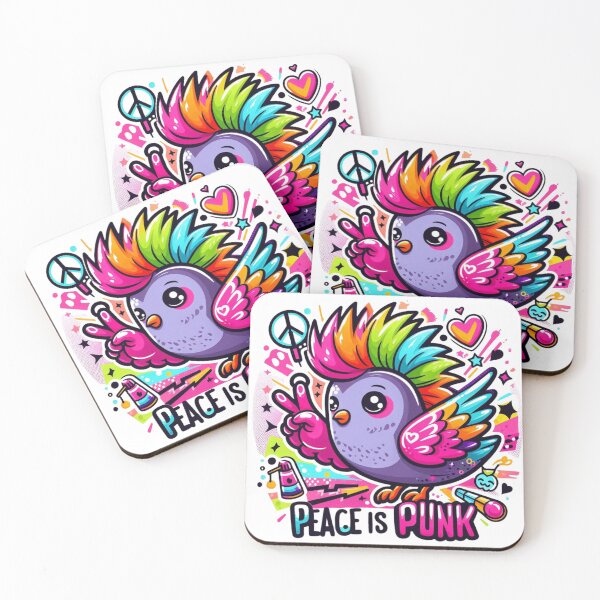 Item preview, Peace Is Punk - Cute Rainbow Mohawk Bird Graffiti designed and sold by carestazafeli.
